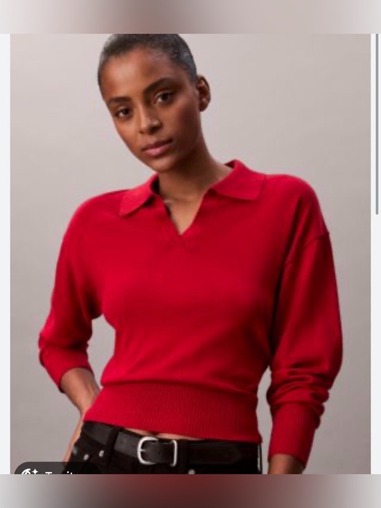 Calvin Klein Sweaters - New Calvin Klein Small Women's Bright Red V-Neck Knit Sweater